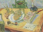 Vincent Van Gogh Still life:Drawing Board,Pipe,Onions and Sealing-Wax (nn04) oil painting picture wholesale